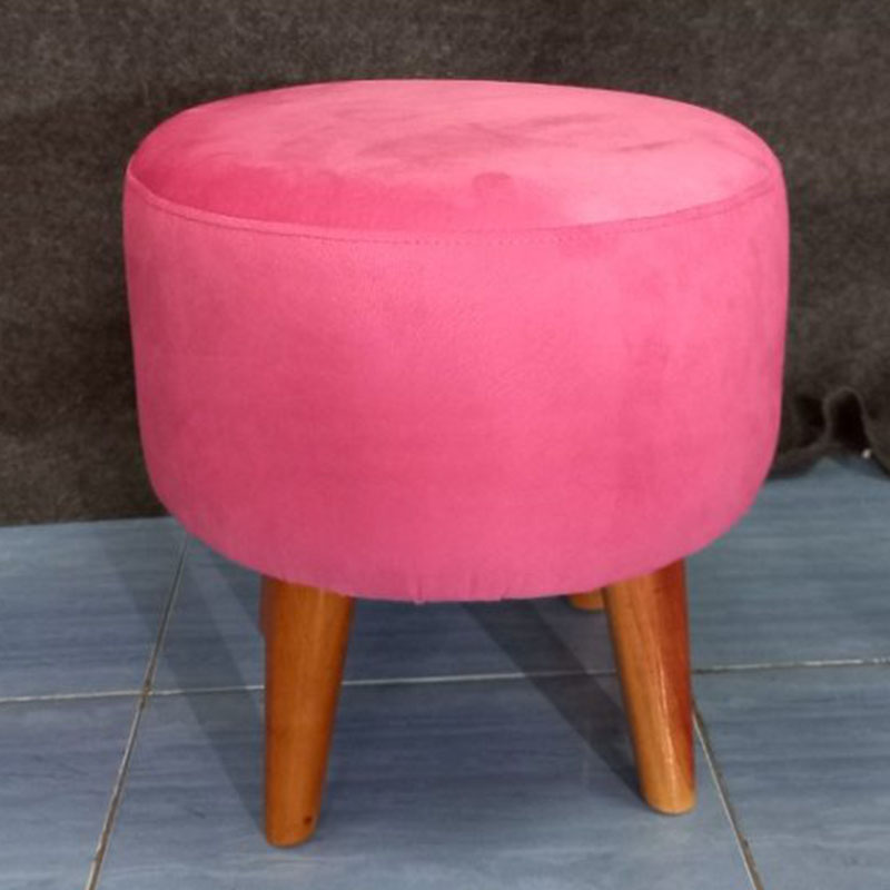 Sofa Puff Bulat Retro Kaki Kayu